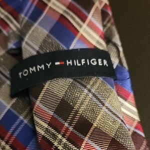 Tommy Hilfiger Plaid Tie - Red, Blue, Brown